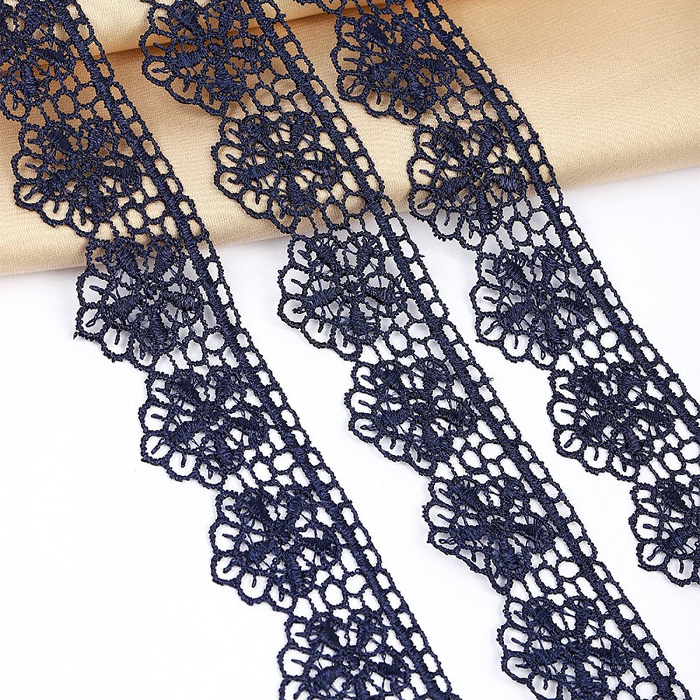 Кружево гипюр (плетёное) 30 мм / 9 метров, арт.TR.2812, цв.4 т.синий