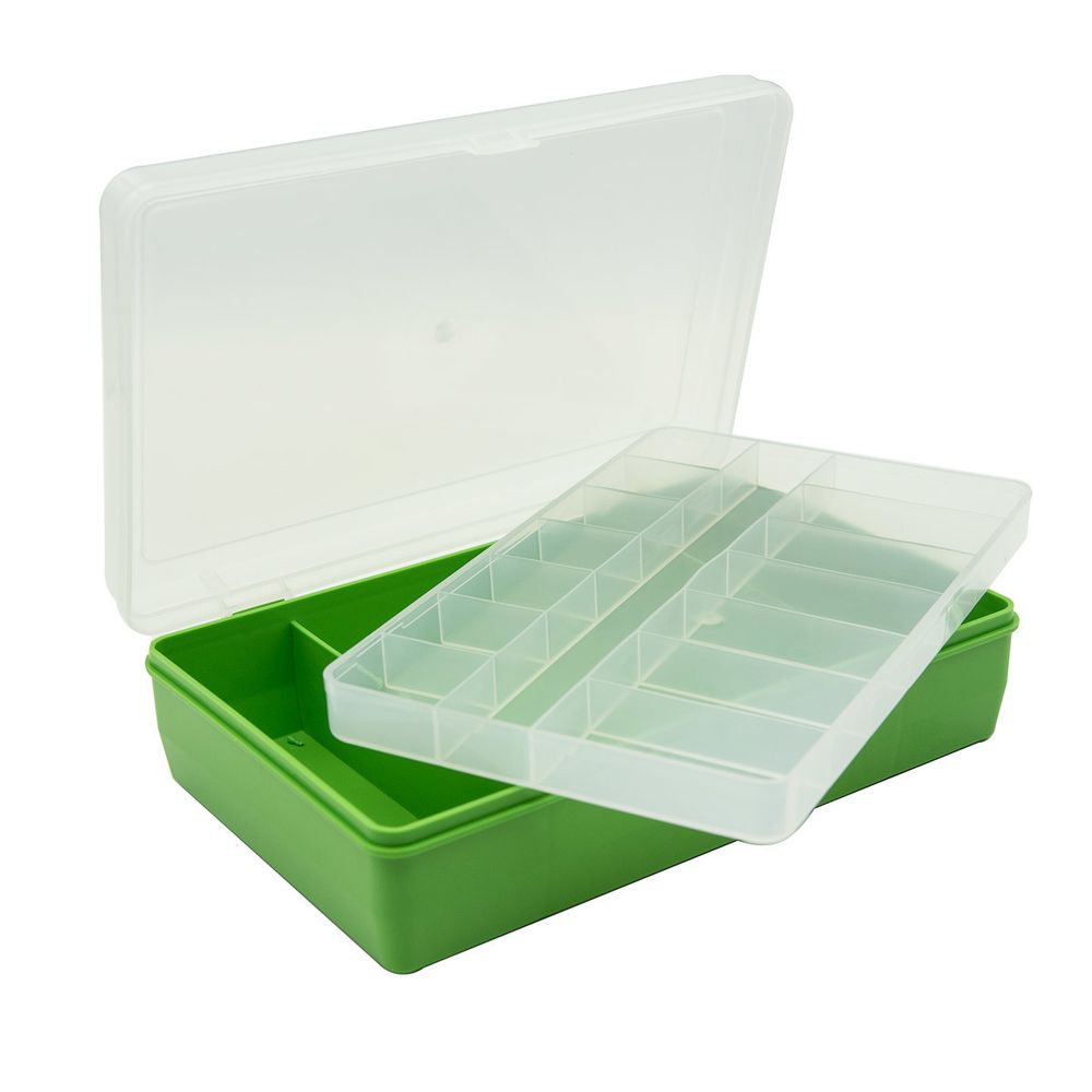 Коробка, двухъярусная, со съемной полочкой, 235х150х65мм, салатовый