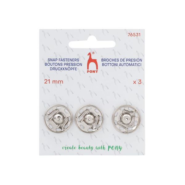 Кнопки пришивные металл 21 мм, серебристый, 3 шт, Pony, 76531