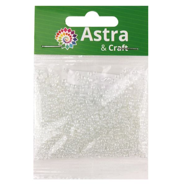 Бисер Astra&Craft 11/0 (2.1 мм), 200 г (10х20 г), цв. 101 белый/прозр.глянцевый