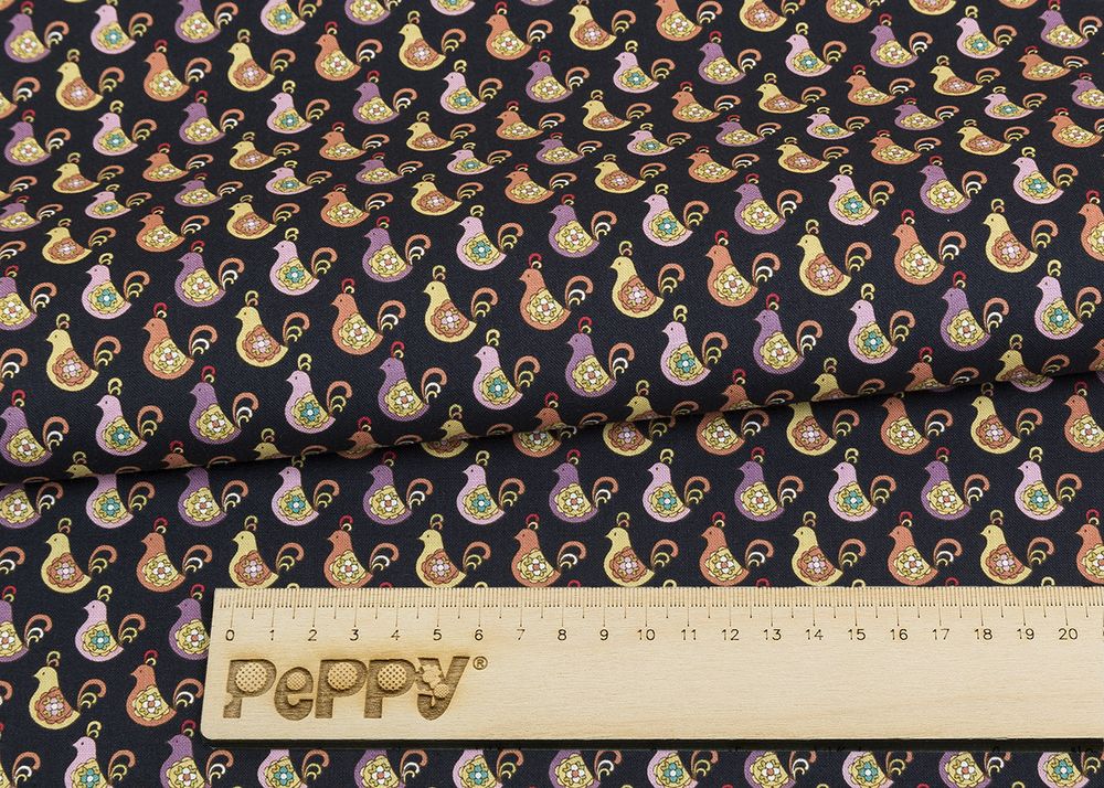 Ткань для пэчворка Peppy Крошки-матрешки, 112 см, рулон 5 метров, КМ-06 черный, Peppy