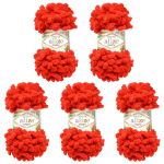 Пряжа Alize (Ализе) Puffy / уп.5 мот. по 100 г, 9м, 106 алый