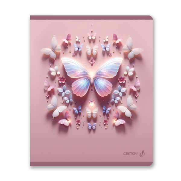 Тетрадь ученическая общая, выборочные блёстки, A5+ 48 л. на скобе 65 г/м², белизна 100 %, 10 шт, клетка, 01130 Микс-Блеск перламутра, Светоч Т83