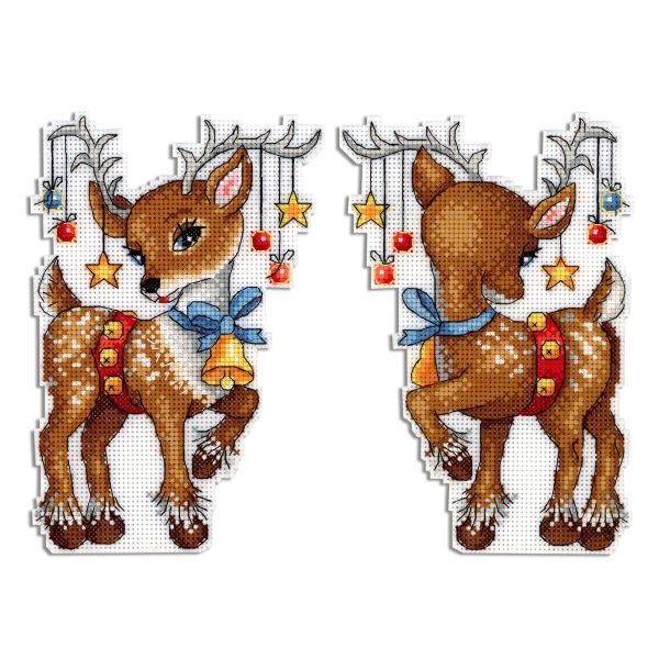 Набор для вышивания нитками МП Студия, Рождественский помощник 17х12см