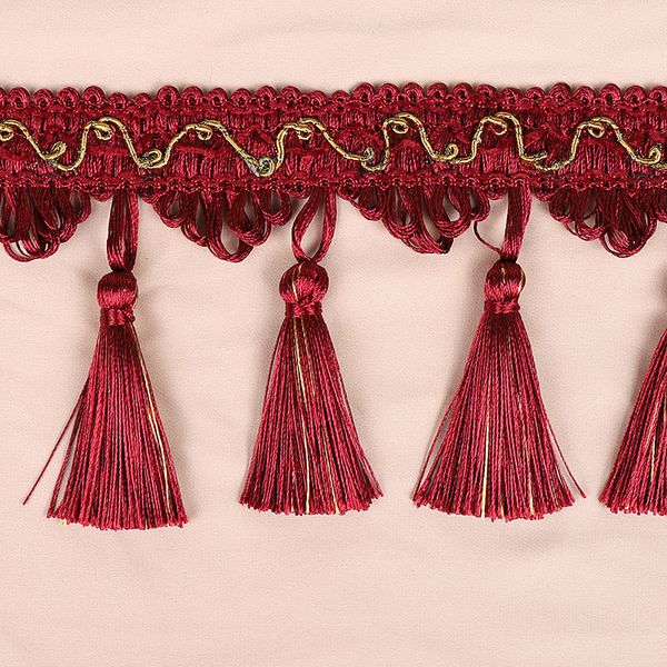 Бахрома отделочная широкая 100.0 мм / 10 метров, с кистями, 6152-0327, цв.6393 красный