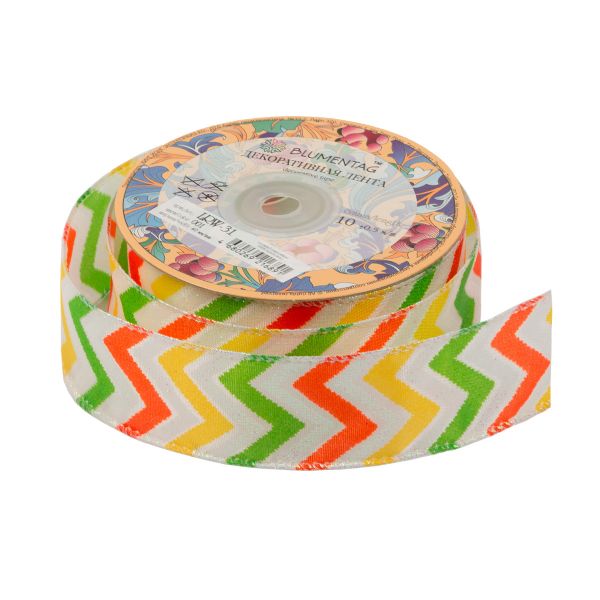 Лента декоративная 40 мм / 10±1 метров, 001 цветной, Blumentag LRW-31