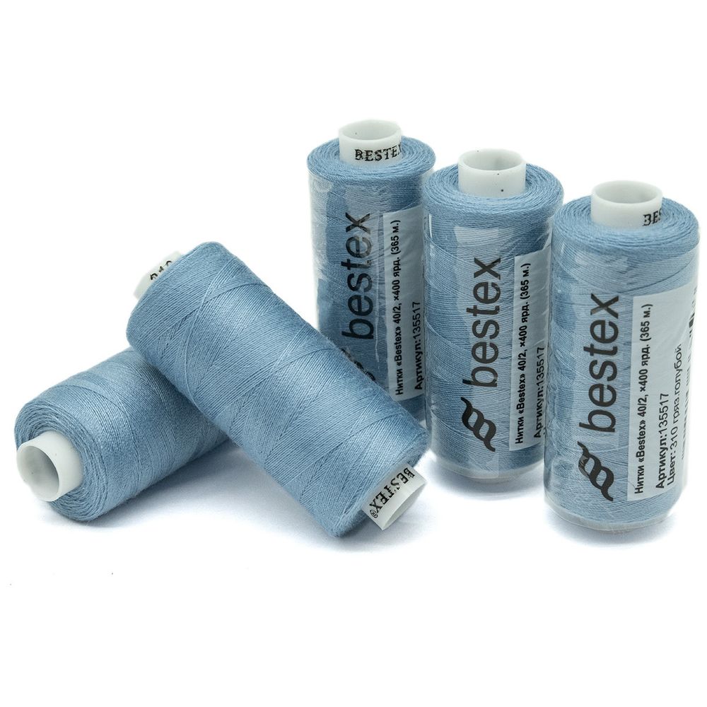 Нитки швейные бытовые Bestex 40/2, 365 м (400 ярд) / 10 кат., 310 сизый
