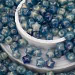 Бусины акрил 12.5х11х10.6 мм, 500 г, дымка, золот. шиммером звезда, AD004 голубой, (7748706)7557 , Astra&Craft