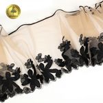 Кружево на сетке (вышитое) 270мм цв.телесный+чёрный, левая, 6,75м, Kruzhevo