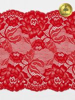 Кружево бельевое эластичное 180 мм / 25 м, L838, цв.100 красный, Kruzhevo