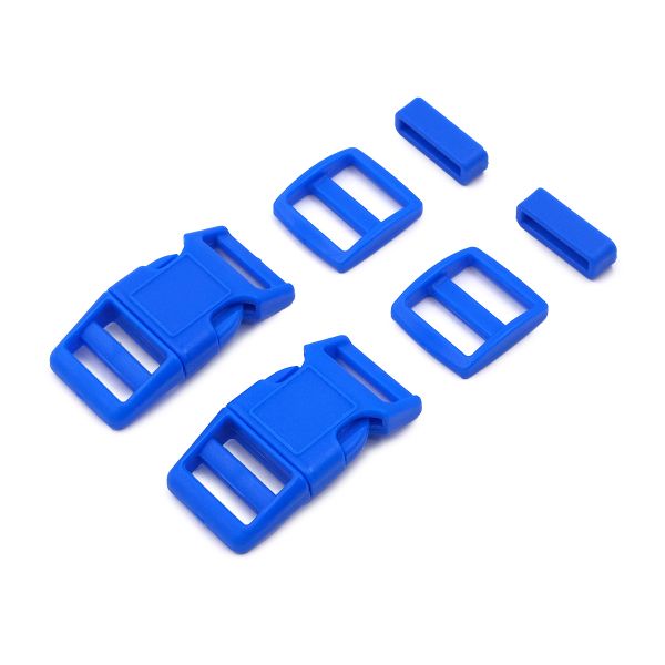 Фастекс (пряжка трезубец), рамка и рамка-регулятор 20мм, пластик, (2 компл.) Hobby&Pro, синий, A03001037-K-20