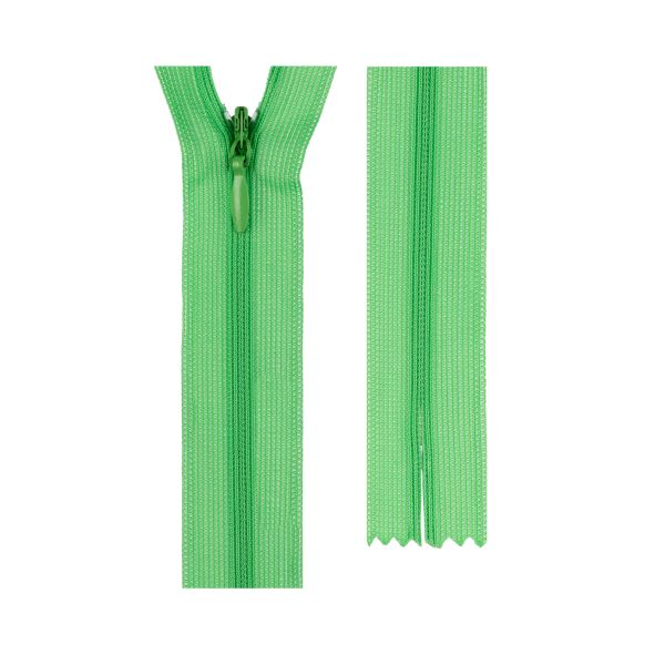 Молния потайная (скрытая) Т3 (3 мм) 1 зам., н/раз., 20 см, пластик, 229 св.зеленый, G013P Gamma, 10 шт