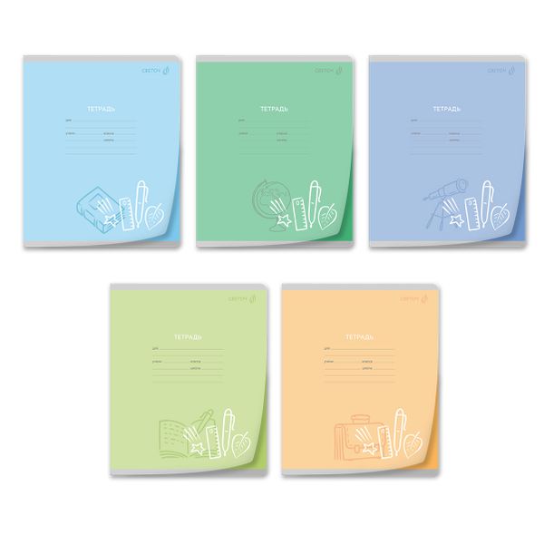 Тетрадь ученическая школьная пластик. обложкой 180 мкм. с трафарет. печатью, цвет.запечат.титул лист A5 12 л. на скобе 65 г/м², белизна 100% 25 шт линия, 01446 Царство знаний, Светоч Т181