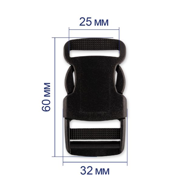 Фастекс (пряжка трезубец) пластик 25 мм, 10 шт, черный, Gamma SB04
