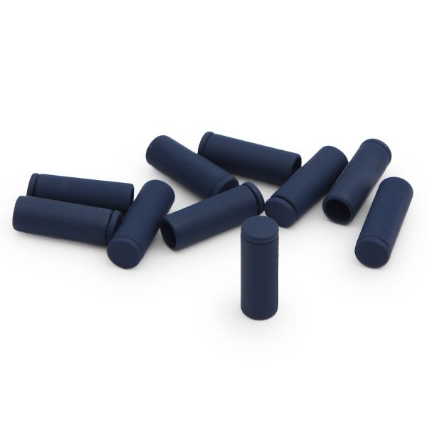 Наконечник для шнура металл 7х20 мм, т.синяя резина цв.919, 10 шт