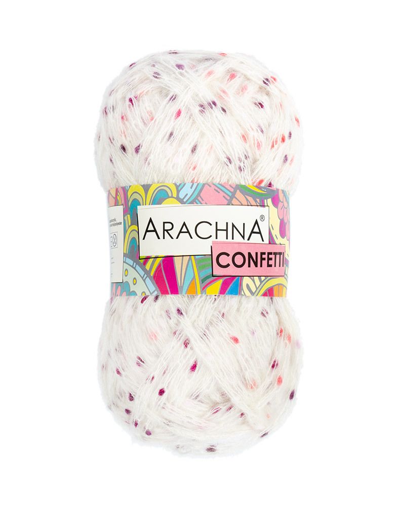 Пряжа Arachna Confetti / уп.5 мот. по 100г, 110 м 2765 белый-розовый-фиолетовый