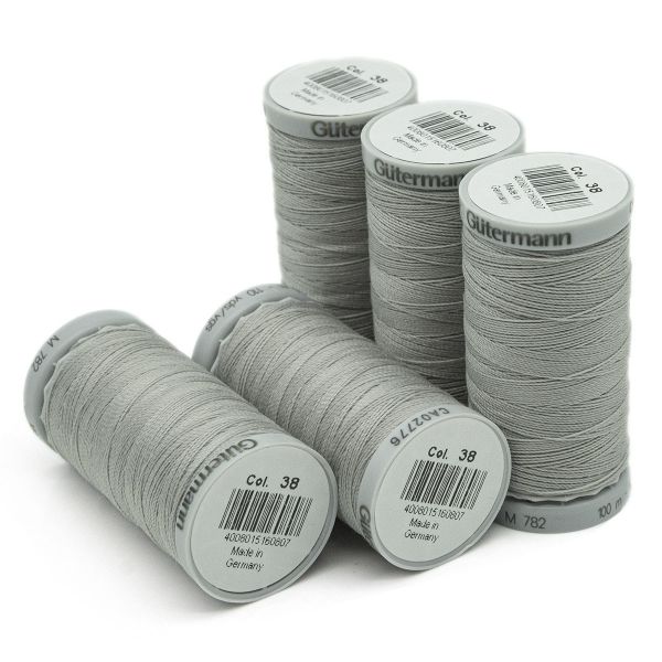 Нитки суперкрепкие Gutermann Extra Strong M782, 100м, 038 св.серый, 5 катушек