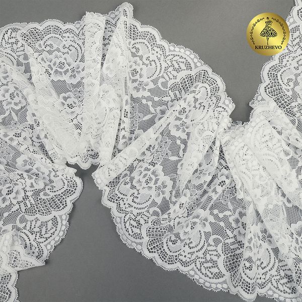 Кружево бельевое эластичное 190 мм / 3 м, 6392, цв.004 белый, Kruzhevo