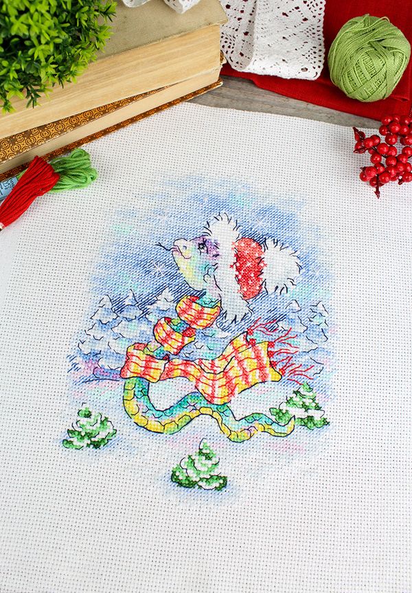 Набор для вышивания нитками МП Студия М-793, Снежная прогулка, 20х15 см