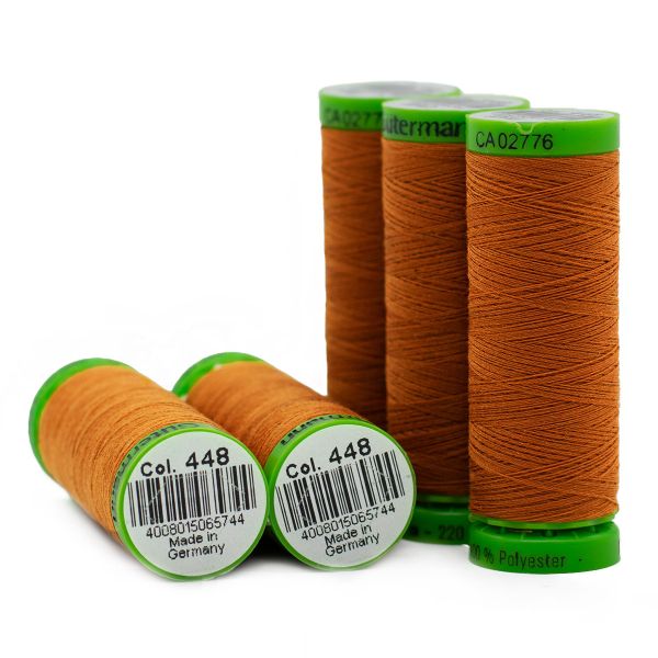 Нитки для тонких тканей Gutermann Extra Fine 150, 200м, 448 шоколадная охра, 5 катушек