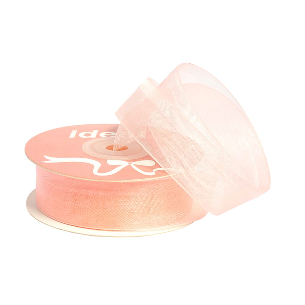 Лента капроновая (органза) 25.0 мм, 1009 персиковый, уп. 27,4 м