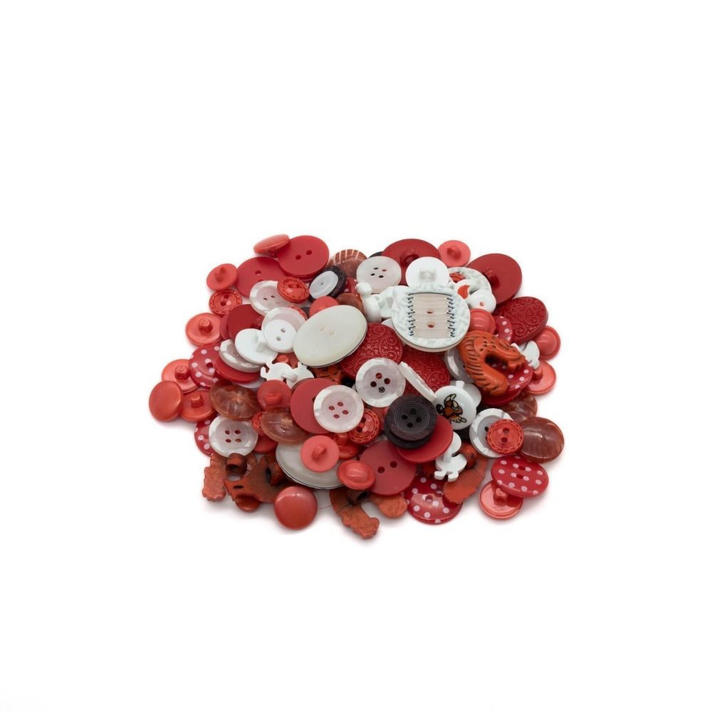 Украшения декоративные пуговицы Красно-белое ассорти, 138 шт