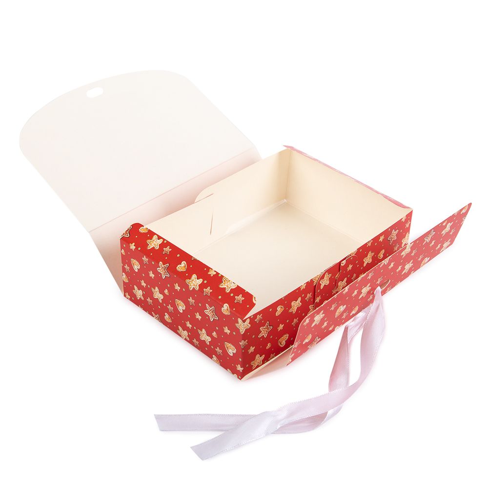 Коробка без окна с лентой 16.5х11.5х5 см, №1 Уютное рождество, S-Chief CBC-006