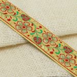 Лента (тесьма) жаккардовая 32.0 мм / 25±1 метров, с метанитом рис. 9565 Яблоневый цвет (2 желтый) С3104Г17