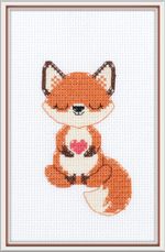 Набор для вышивания нитками Klart 12-069, Влюблённый лисёнок, 9х13 см