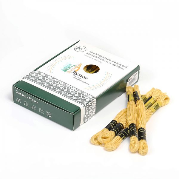 Мулине ПНК им.Кирова цв.7302 т.желтый, 24 мотка по 8 метров