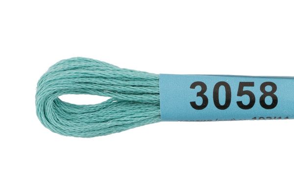 Мулине Gamma 100% хлопок, цв.3058 бирюза, 24 мотка по 8 метров