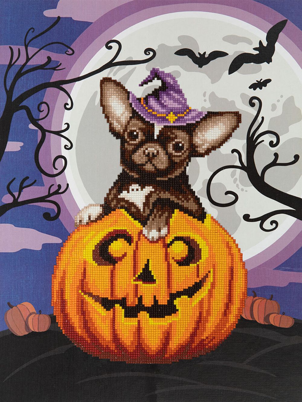 Алмазная (кристальная) мозаика Фрея, постер Чихуахуа в тыкве, 30х40 см