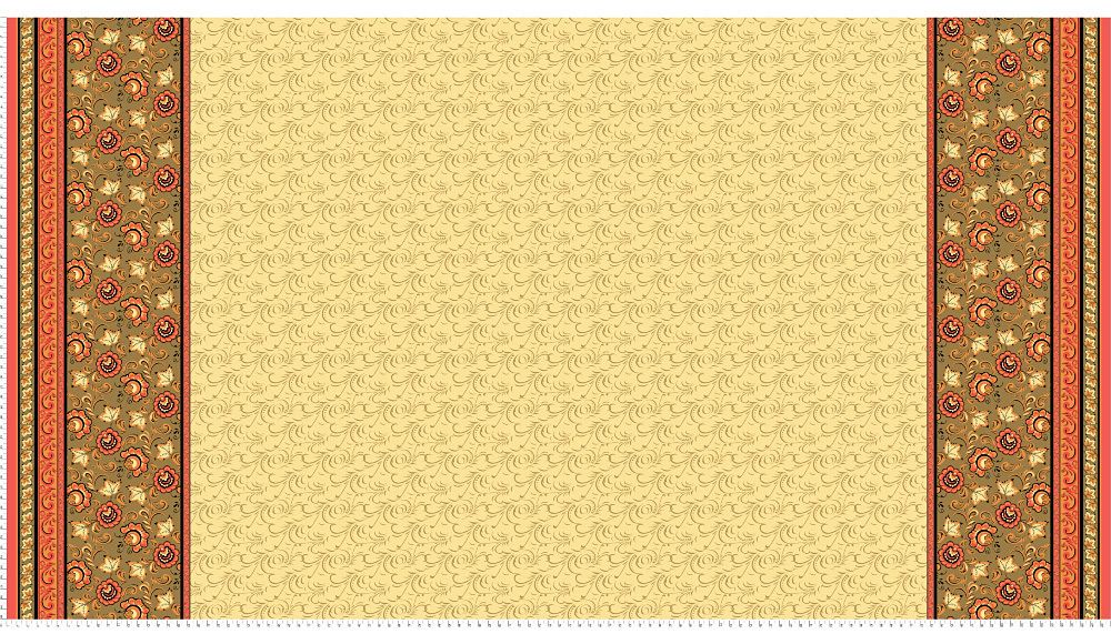 Ткань для пэчворка Peppy Русские традиции, рулон 112 см / 5 метров, РТ-07 Панель бежевый/зеленый, Peppy