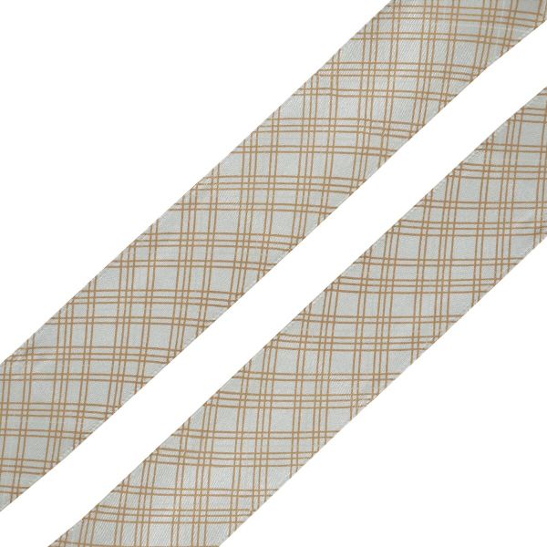 Лента атласная с рисунком Пересечение 25.0 мм / 3 метра, белый, Globus