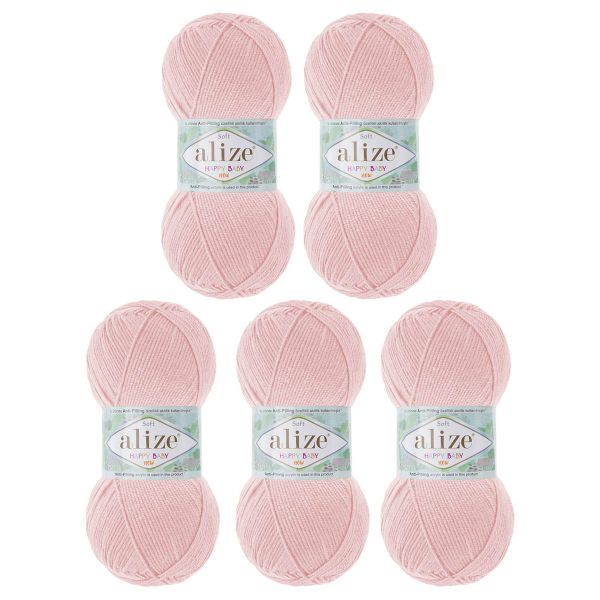 Пряжа Alize (Ализе) Happy Baby New / уп.5 мот. по 100 г, 320м, 184 розовая пудра