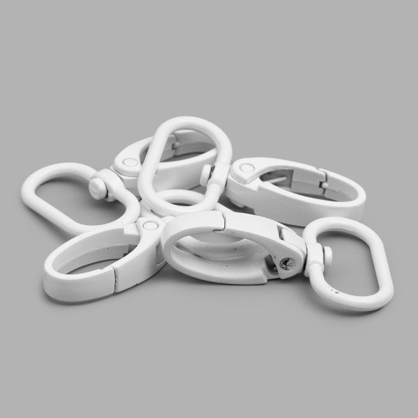 Карабин металл поворотный с рамкой 25 мм (31х47 мм), белый лак, 4 шт