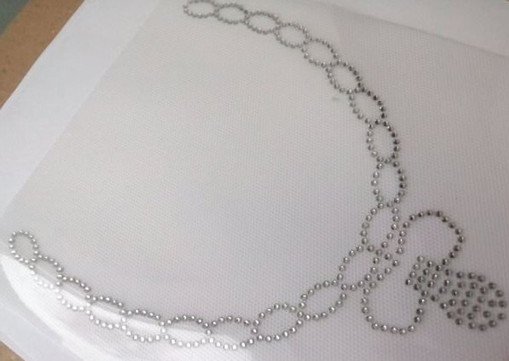 Термоаппликация из страз Цепь с пустышкой 15х18см цв.кристалл, 5 шт