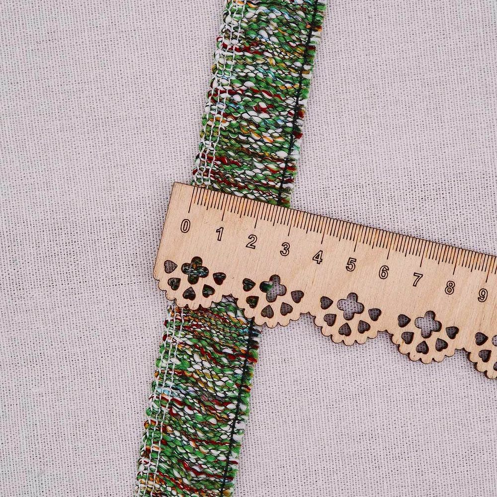 Тесьма-бахрома твидовая Шанель 30 мм / 45,7 м, зеленый, 3AR2790