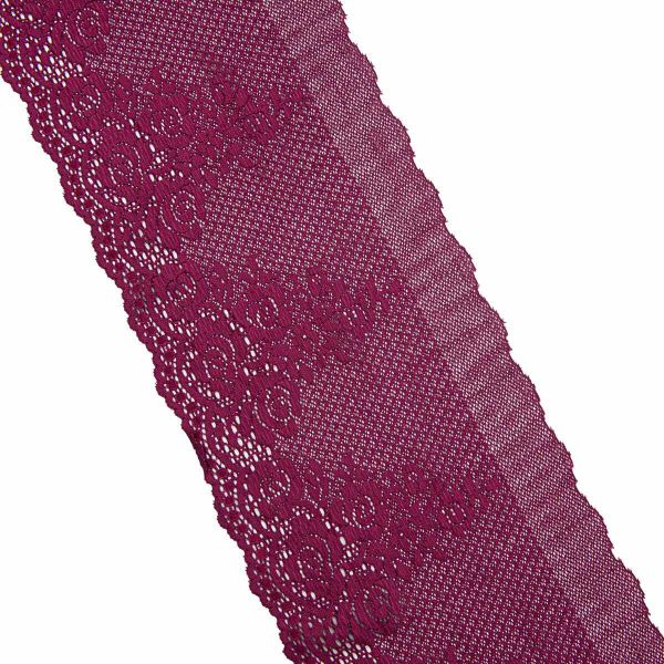 Кружево бельевое эластичное 175 мм / 13.72 м, бордовый