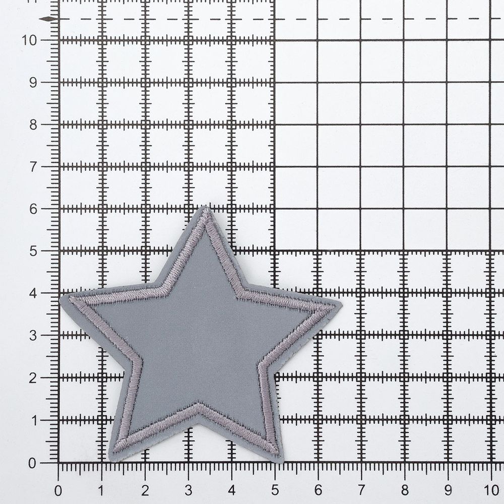 Светоотражающая термоаппликация звезда 6.5х6.5 см, 10шт