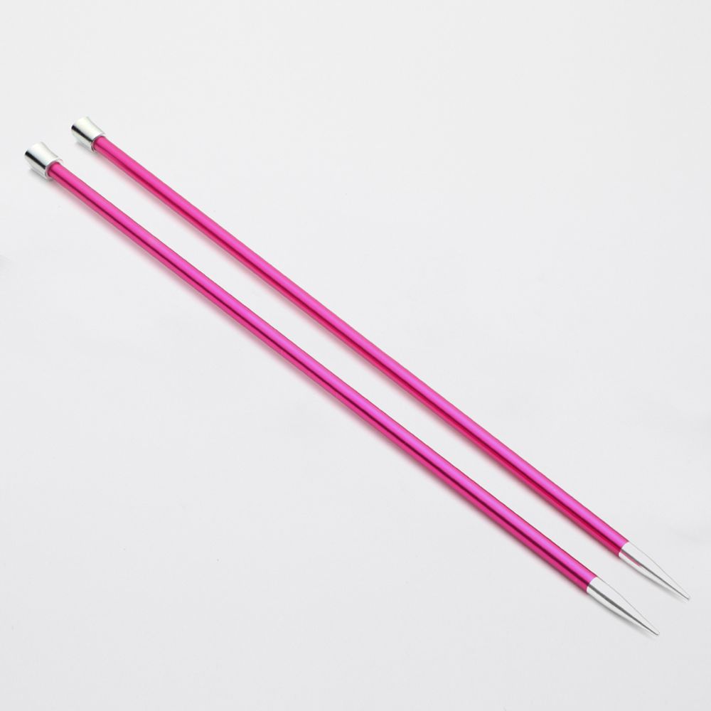 Спицы прямые Knit Pro Zing 5 мм / 35 см, алюминий, рубиновый, 2 шт, 47301