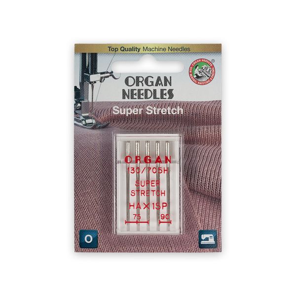 Иглы для швейных машин супер стрейч 130/705 H, №75-90, 5 игл, 5440000BL 75-90, ORGAN