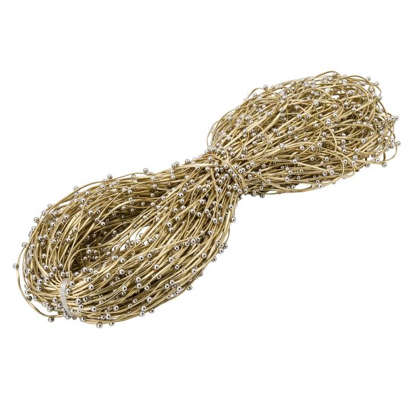 Шнур отделочный искусственная кожа с бусинами ⌀2.0 мм, / 100 метров, 04 золото