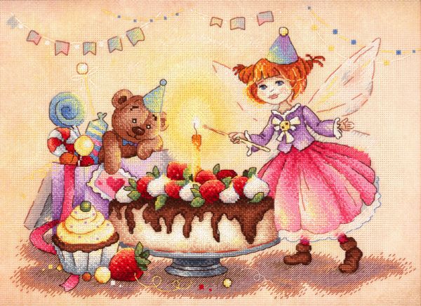 Набор для вышивания нитками МП Студия, Задорный День рождения 30х20 см