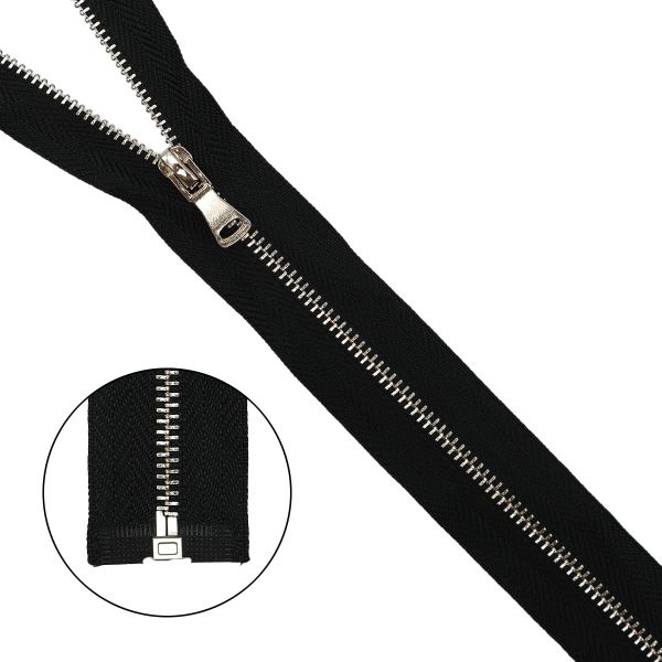 Молния металл Т3 (3 мм) 1 зам., разъем., 50 см, никель, 580 черный, 5 шт, 19050-1