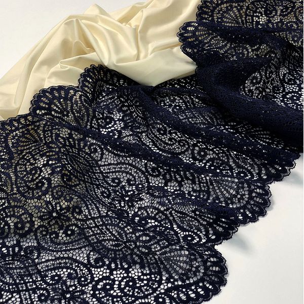 Кружево бельевое эластичное 225 мм / 120 м, 40992 цв.L061 т.синий, Kruzhevo