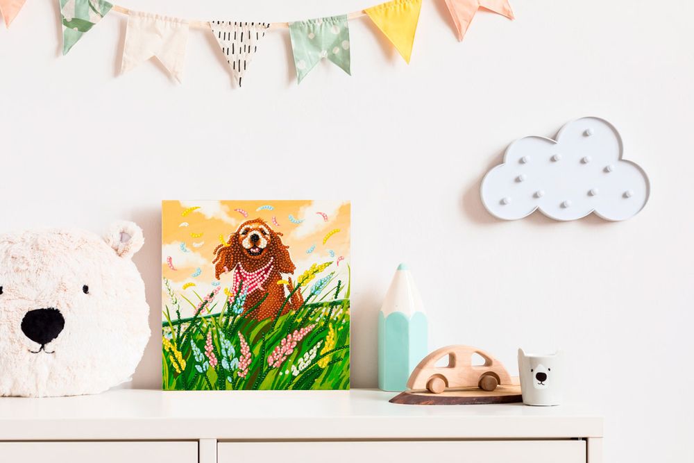 Алмазная (кристальная) мозаика Фрея, постер Собачья радость, 20х20 см