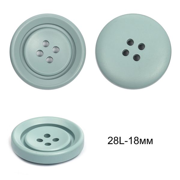 Пуговицы пластиковые TBY 8960A цв.4 голубой 28L-18 мм, 4 прокола,36 шт