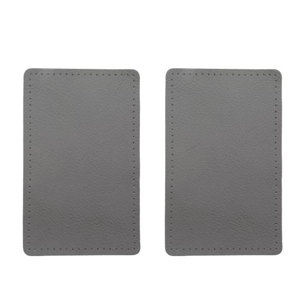 Заплатки пришивные из кожи, прямоугольник 8х12,7см с перфорацией, 2 шт, 100% кожа, 07 серый, 9123