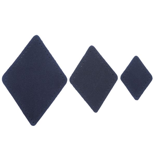Набор заплаток пришивных из замши, ромб 4х5,6см, 6х8,4см, 8х11,2см, с перфорацией, 3 шт (22 темно-синий), 59405